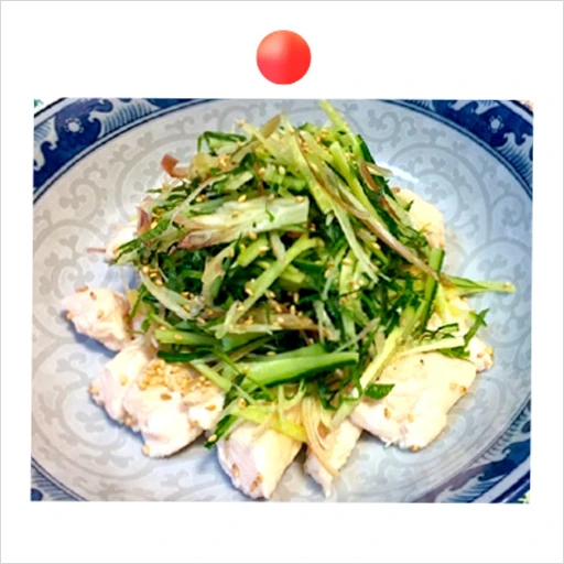 ささみと香味野菜の梅ドレサラダ